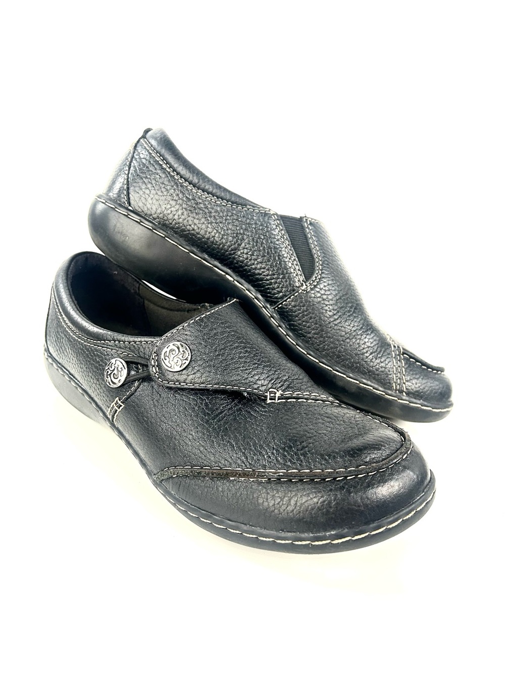 Clarks Ashland Lane Q Black Leather Comfort Loafers Women’s 8M